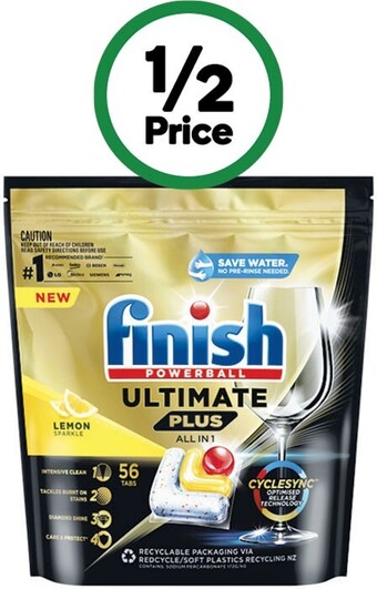 Woolworths Finish ultimate plus all in one dishwasher tablets pk 56 offer
