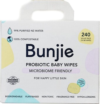 Woolworths Bunjie probiotic baby wipes 3 x pk 80 offer