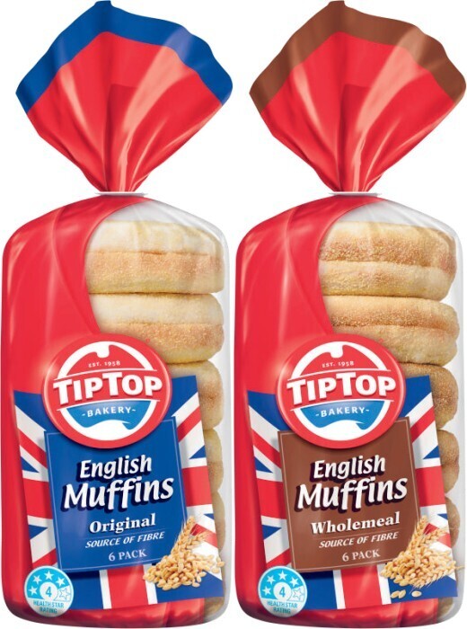 Tip top english muffins 6 pack offer at Coles