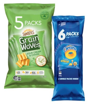 Coles Cheezels or parkers petzels 6 pack or grainwaves 5 pack offer