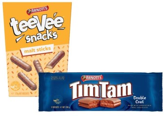 Coles Arnott's tim tam, mint slice or teevee biscuits 165g-200g offer