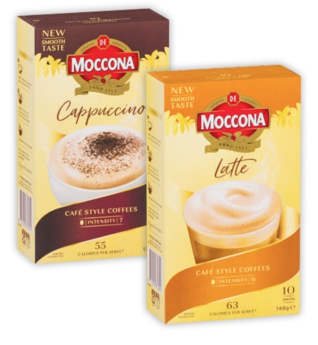 Moccona coffee sachets 10 pack offer at Coles
