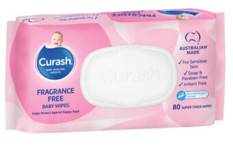 Coles Curash fragrance free baby wipes 80 pack offer