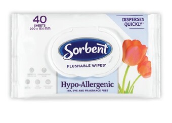 Coles Sorbent flushable wipes hypo-allergenic 40 pack offer