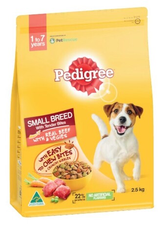 Coles Pedigree dry dog food 2.5kg-3kg offer