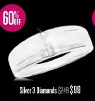 Shiels Silver 3 Diamonds Ring offer
