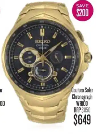 Shiels Coutura Solar Chronograph WR100 offer