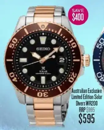 Shiels Australian Exclusive Limited Edition Solar Divers WR200 offer