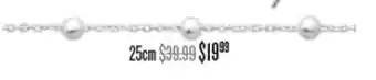 Shiels Silver Anklets 25cm offer