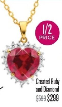 Shiels Created Ruby and Diamond Pendant offer