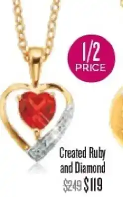 Shiels Created Ruby and Diamond Pendant offer