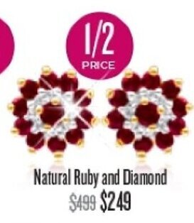 Shiels Natural Ruby and Diamond Earrings offer