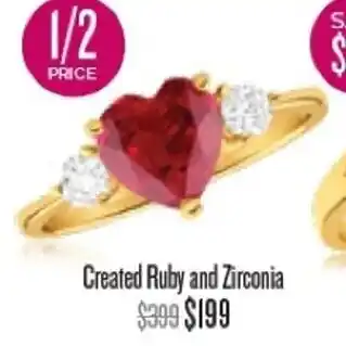 Shiels Created Ruby and Zirconia Ring offer
