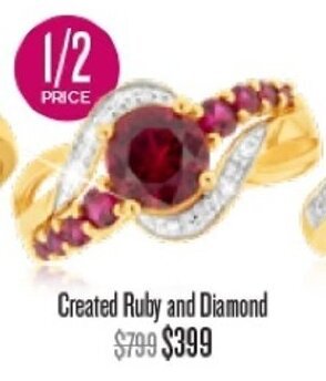 Shiels Created Ruby and Diamond Ring offer