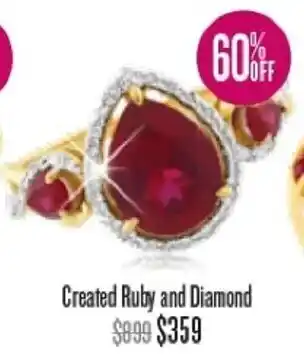 Shiels Created Ruby and Diamond Ring offer