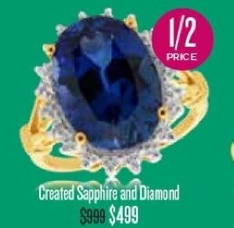 Shiels Created Sapphire and Diamond Ring offer