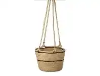 LivingStyles Jennifer Woven Cotton Hanging Basket Planter, Beige offer