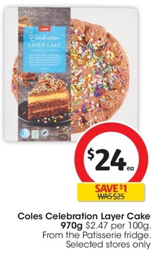 Coles Celebration Layer Cake offer at Coles