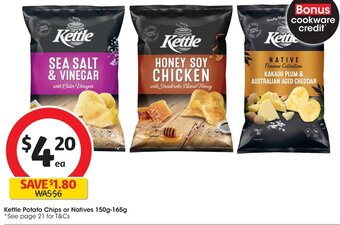 Coles Kettle Potato Chips or Natives 150g-165g offer