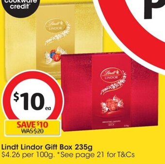 Coles Lindt Lindor Gift Box 235g offer