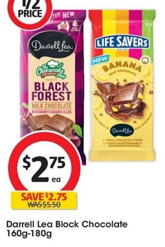 Coles Darrell Lea Block Chocolate 160g-180g offer