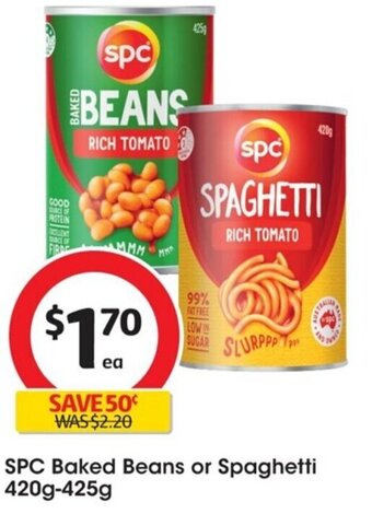 Coles SPC Baked Beans or Spaghetti 420g-425g offer