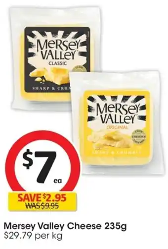 Coles Mersey Valley Cheese 235g $29.79 per kg offer