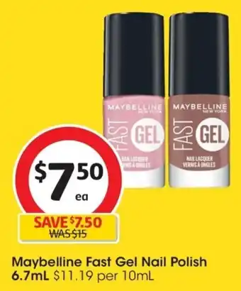 Coles Maybelline Fast Gel Nail Polish 6.7mL $11.19 per 10mL offer