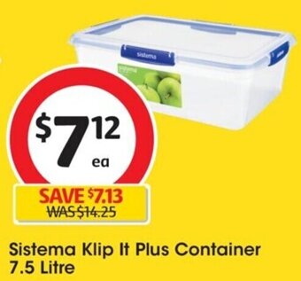 Coles Sistema Klip It Plus Container 7.5 Litre offer