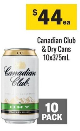 Coles Canadian Club & Dry Cans 10x375mL offer
