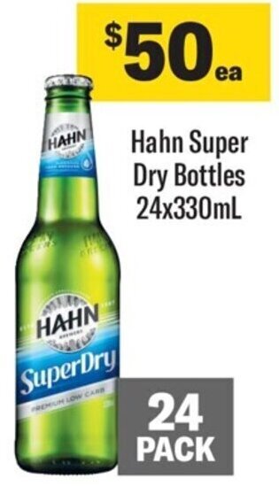 Coles Hahn Super Dry Bottles 24x330mL offer