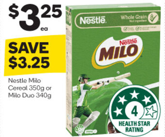 Woolworths Nestle Milo Cereal 350g or Milo Duo 340g offer