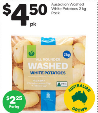 Woolworths Australian Washed White Potatoes 2 kg Pack offer