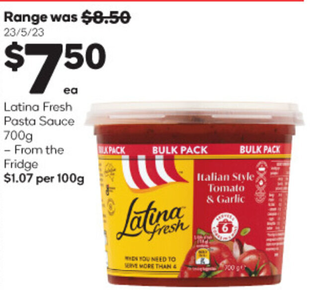 Latina Fresh Pasta Sauce 700g offer at Woolworths