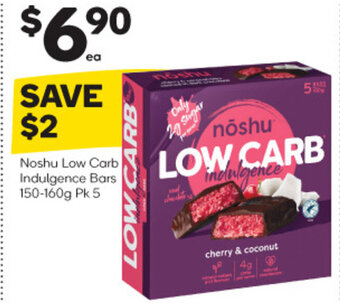 Woolworths Noshu Low Carb Indulgence Bars 150-160g Pk 5 offer