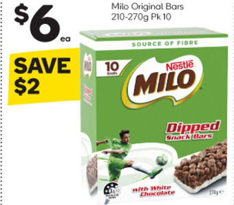 Woolworths Milo Original Bars 210-270g Pk 10 offer