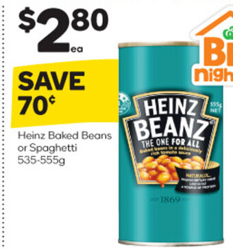 Woolworths Heinz Baked Beans or Spaghetti 535-555g offer