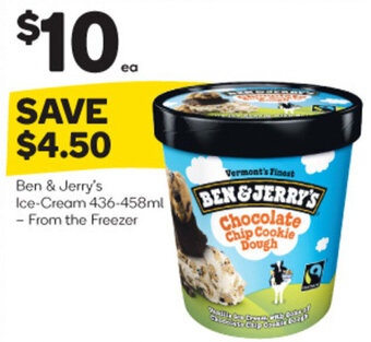 Woolworths Ben & Jerry's Ice-Cream 436-458ml - From the Freezer offer