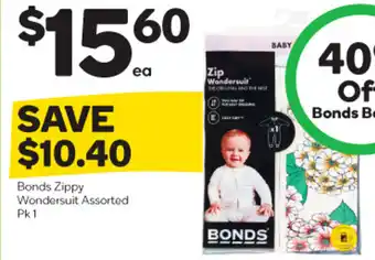Woolworths Bonds Zippy Wondersuit Assorted offer
