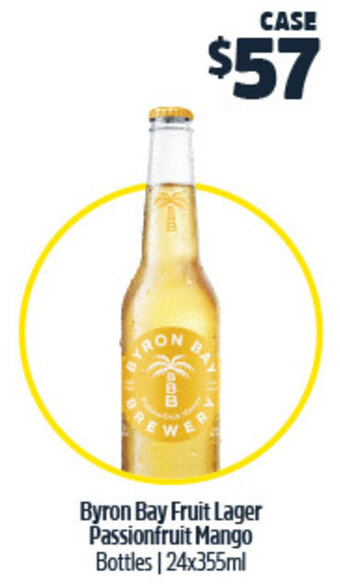 Byron Bay Fruit Lager Passionfruit Mango Bottles | 24x355ml