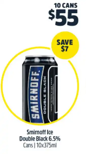 Woolworths Smirnoff Ice Double Black 6.5% Cans | 10x375ml offer