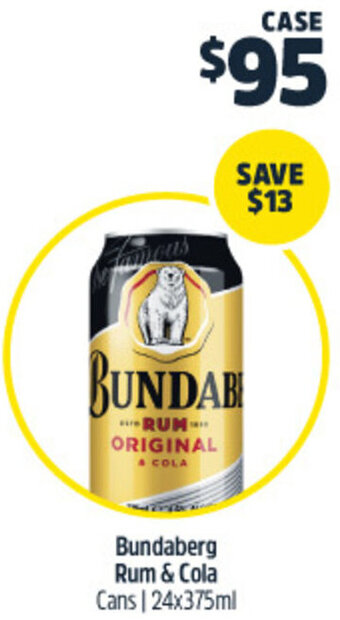 Woolworths Bundaberg Rum & Cola Cans | 24x375ml offer