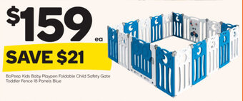 BoPeep Kids Baby Playpen Foldable Child Safety Gate Toddler Fence 18 Panels Blue