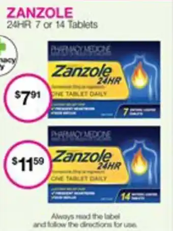Priceline ZANZOLE 24HR 7 or 14 Tablets offer