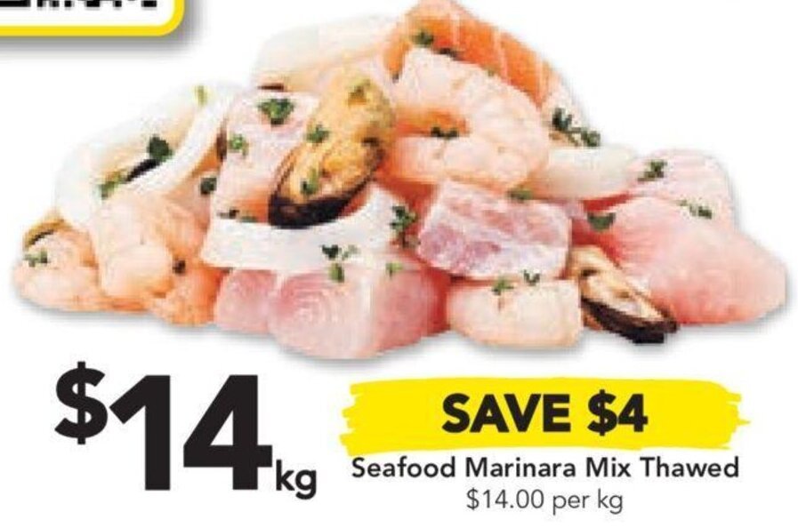 Seafood Marinara Mix Thawed 14.00 per kg offer at Drakes