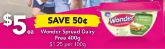 Drakes Wonder Spread Dairy Free 400g $1.25 per 100g offer