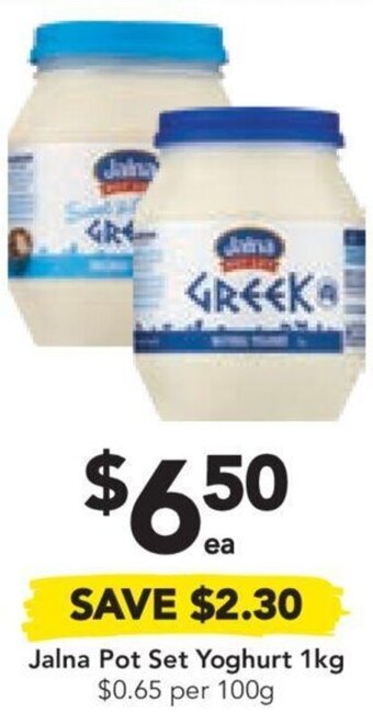 Drakes Jalna Pot Set Yoghurt 1kg $0.65 per 100g offer