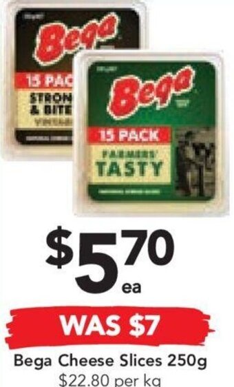 Drakes Bega Cheese Slices 250g $22.80 per kg offer