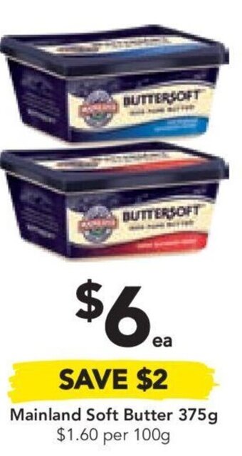 Drakes Mainland Soft Butter 375g $1.60 per 100g offer