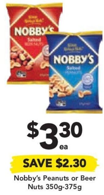 Drakes Nobby's Peanuts or Beer Nuts 350g-375g offer